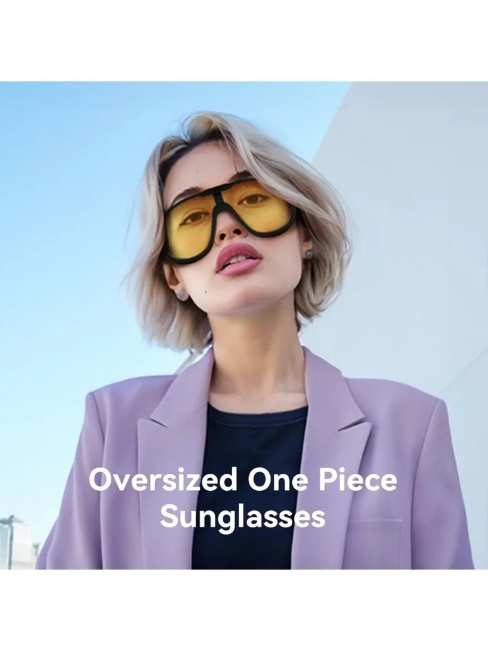Oversized Women's Sunglasses - Large Frame, Stylish One-Piece Design, UV